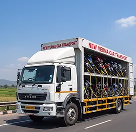 Transport truck with motorcycles safely loaded inside